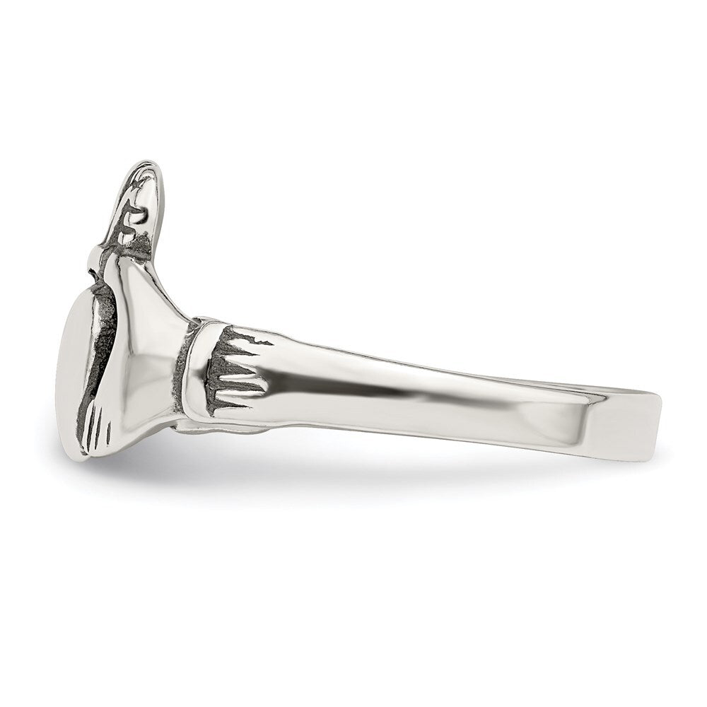 Sterling Silver Antiqued Claddagh Ring Size 6