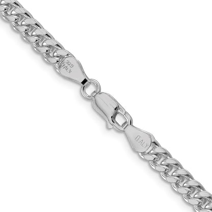 Sterling Silver Rhodium-plated 5mm Domed Side Diamond-cut Curb Chain