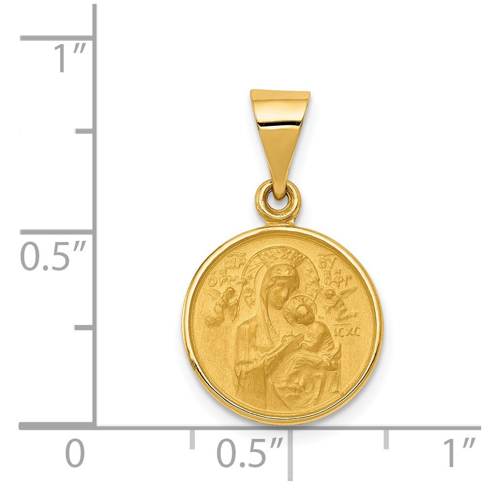18k Yellow Gold Our Lady of Perpetual Help Medal Pendant for Women