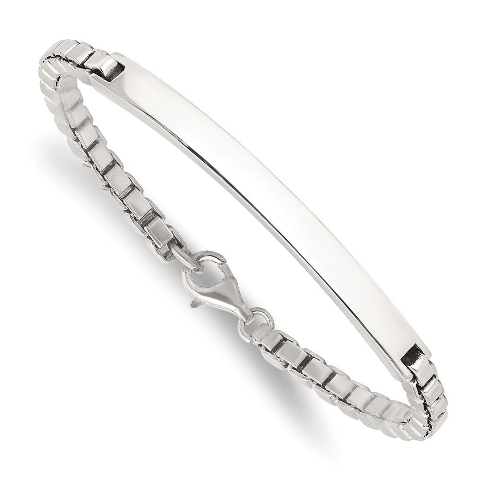 Sterling Silver Polished Box Chain Bracelet ID Bracelet