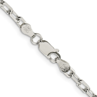 Sterling Silver 3.75mm Diamond-cut Long Link Cable Chain