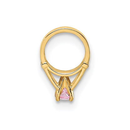 14k Yellow Gold 3-D October Ring with Light Pink CZ Charm