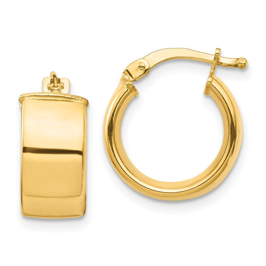 14k Yellow Gold High Polished 7mm Hoop Earrings