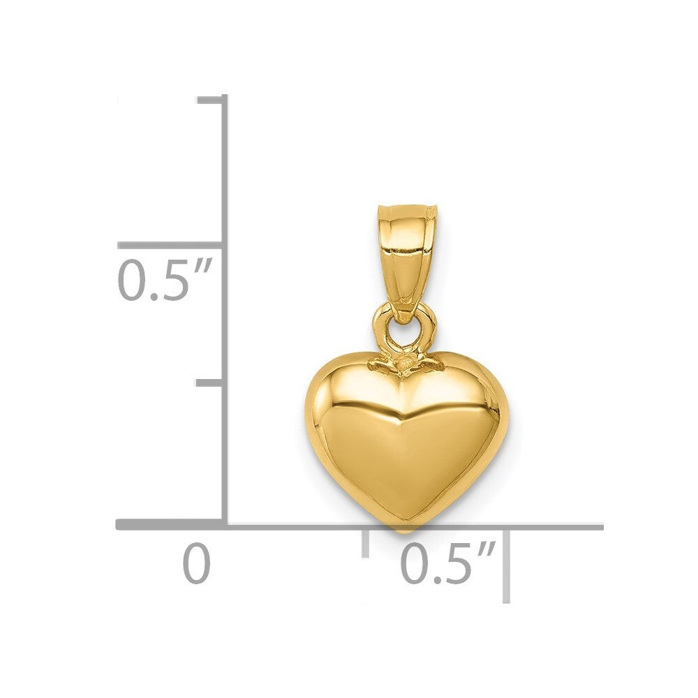 14k Yellow Gold Polished One-sided Heart Pendant for Women
