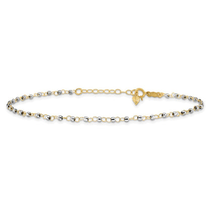 14K Two-tone Chain with Mirror Beads 10" Anklet