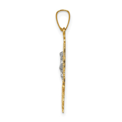 14k Two-tone Gold Cara Vaca Crucifix Pendant for Women