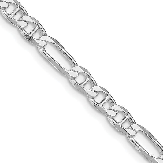 Sterling Silver Rhodium-plated 4.5mm Figaro Anchor Chain Necklace