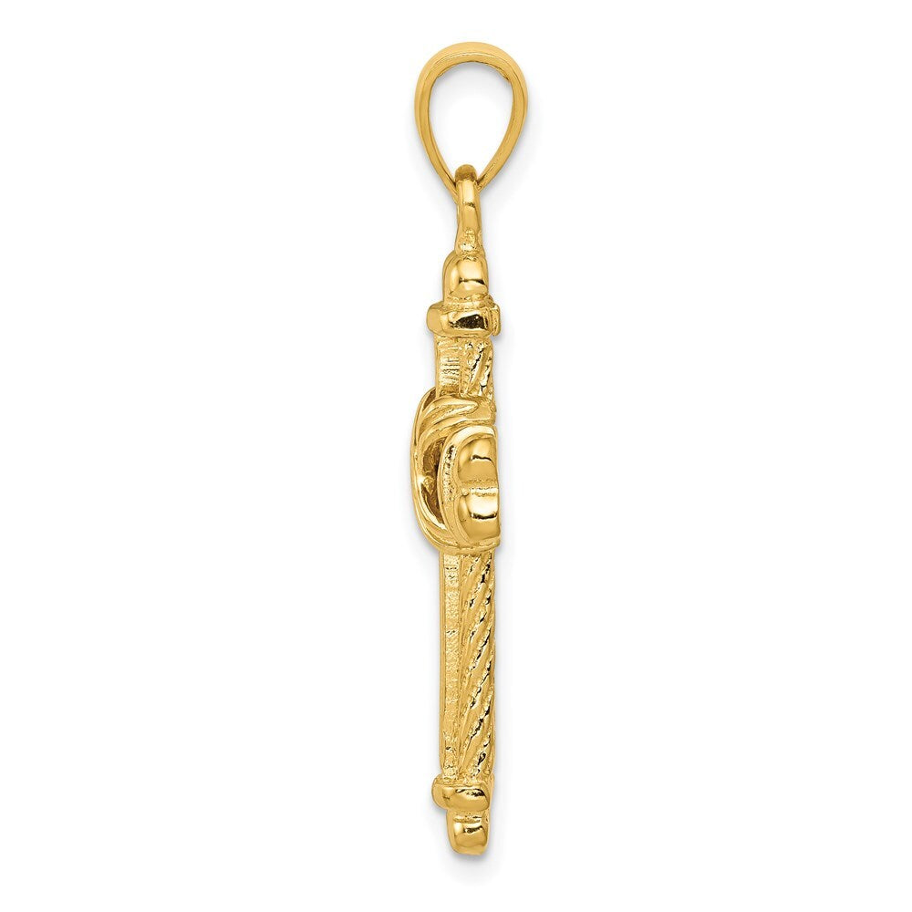 14k Yellow Gold Gold Polished / Textured Cross Pendant for Women