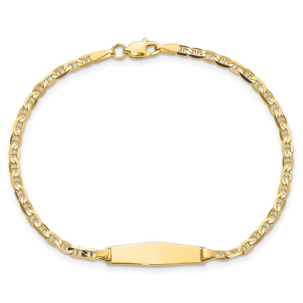 14k Yellow Gold Semi-Solid Chain Anchor Link 19.5x5.5mm Plate 5.5" ID Bracelet