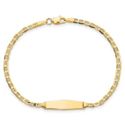 14k Yellow Gold Semi-Solid Chain Anchor Link 19.5x5.5mm Plate 5.5" ID Bracelet