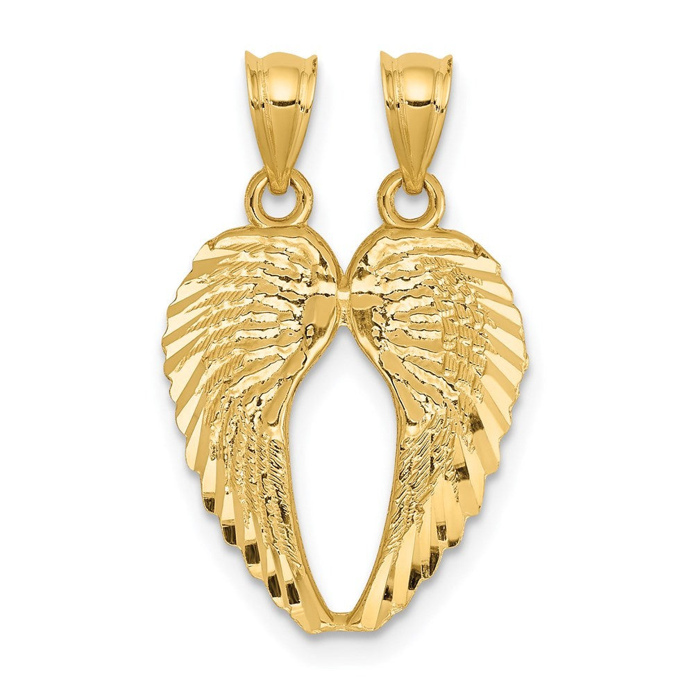14k Yellow Gold Yellow Gold Break Apart Diamond-cut Wings Pendant