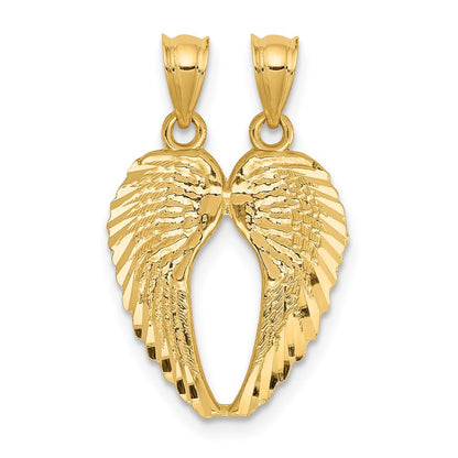 14k Yellow Gold Yellow Gold Break Apart Diamond-cut Wings Pendant