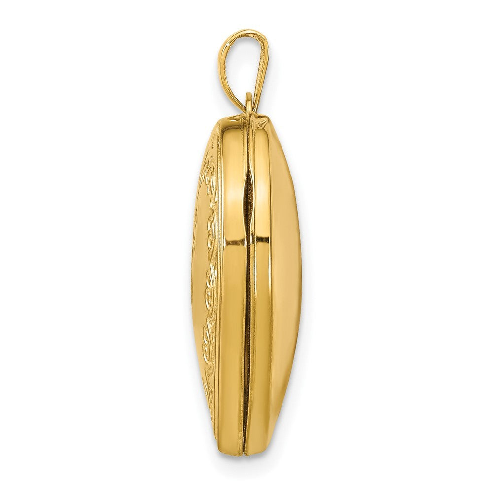 14k Yellow Gold Scallop Design 21mm Heart Locket
