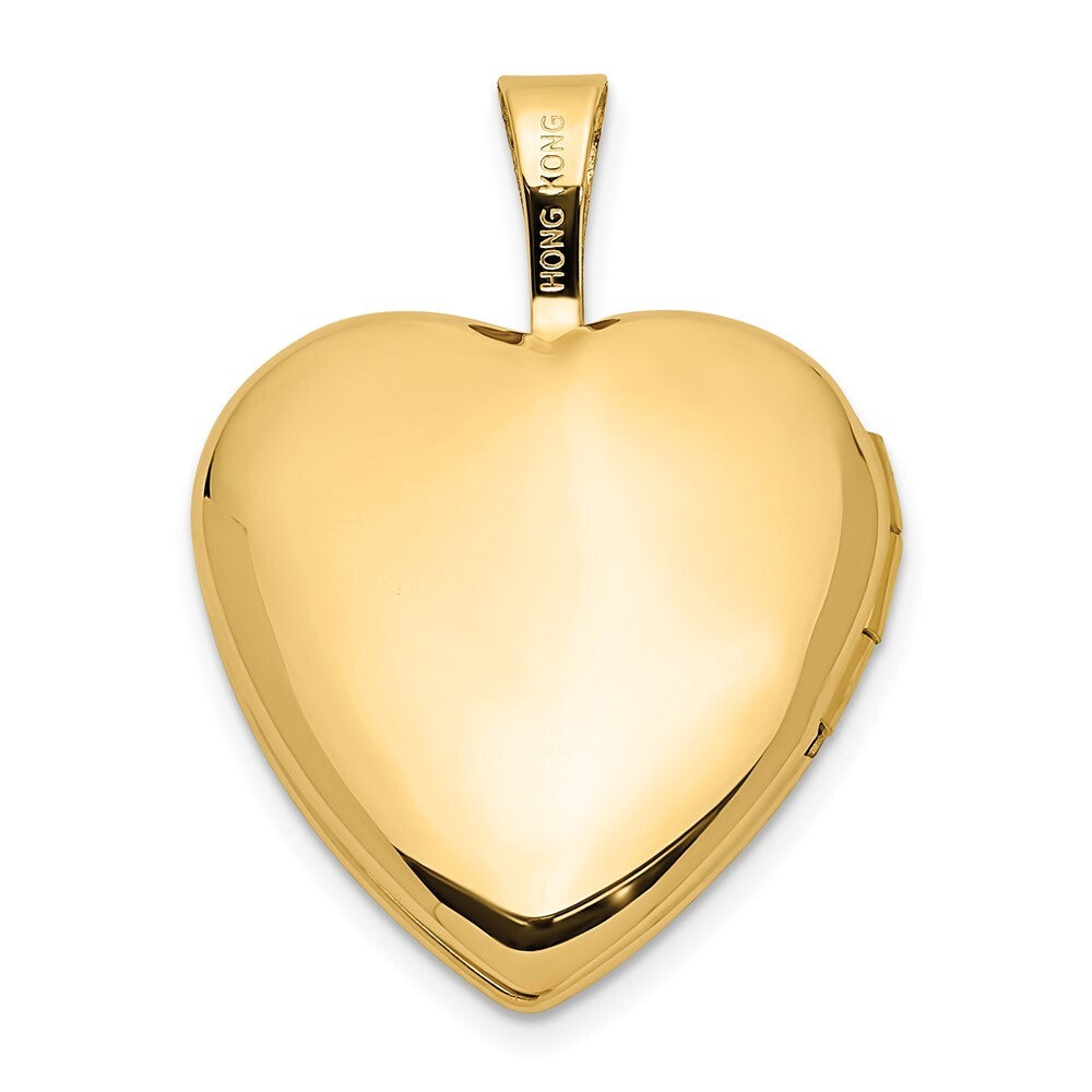 14k Yellow Gold 16mm with .01ct. Diamond Star Heart Locket Pendant for Women