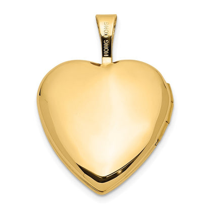 14k Yellow Gold 16mm with .01ct. Diamond Star Heart Locket Pendant for Women