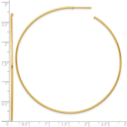 14k Yellow Gold Polished 1.2 x 70mm Solid C-Hoop Earrings