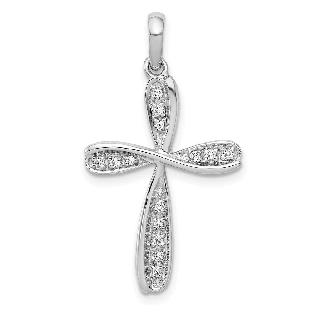 14k White Gold 1/15ct. Diamond Cross Pendant for Women