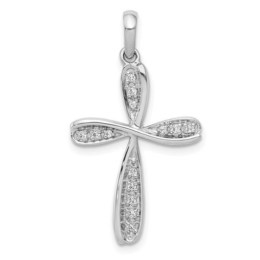 14k White Gold 1/15ct. Diamond Cross Pendant for Women