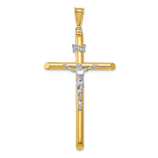 14k Two-tone Gold Polished Crucifix Pendant for Women