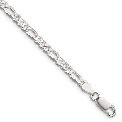 Sterling Silver 4.0mm Lightweight Flat Figaro Chain Necklace