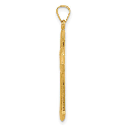 14k Two-tone Gold Textured Hollow Budded St Benedict Cross Pendent