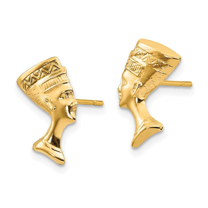 14k Yellow Gold Nefertiti Stud Earrings Gift for Women