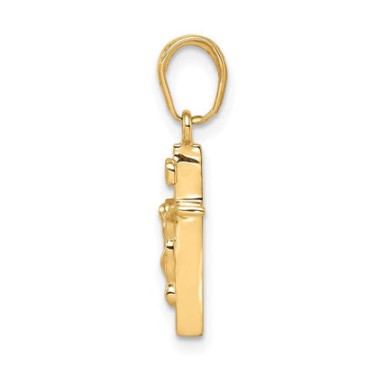 14k Yellow Gold Small INRI Crucifix Pendant for Women