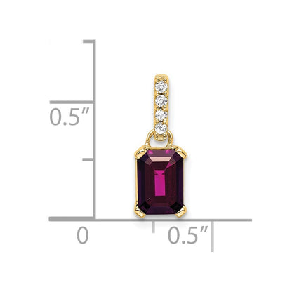 14k Yellow Gold Rhodolite Garnet and Diamond Pendant