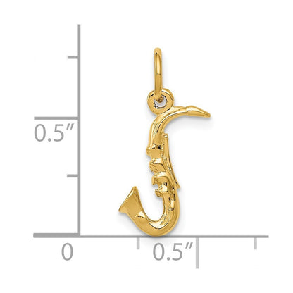 14k Yellow Gold 3-D Saxophone Charm Pendant for Women