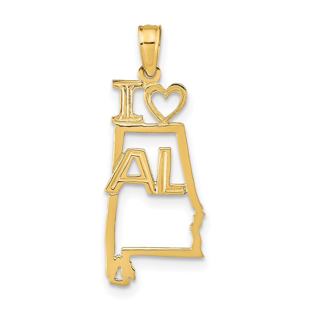 14k Yellow Gold Solid Alabama State Pendant for Women