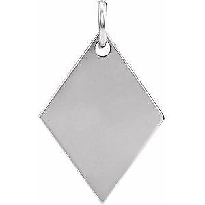 14k White Gold 19.84x12.95 mm Engravable Diamond-Shaped Pendant Gift for Women