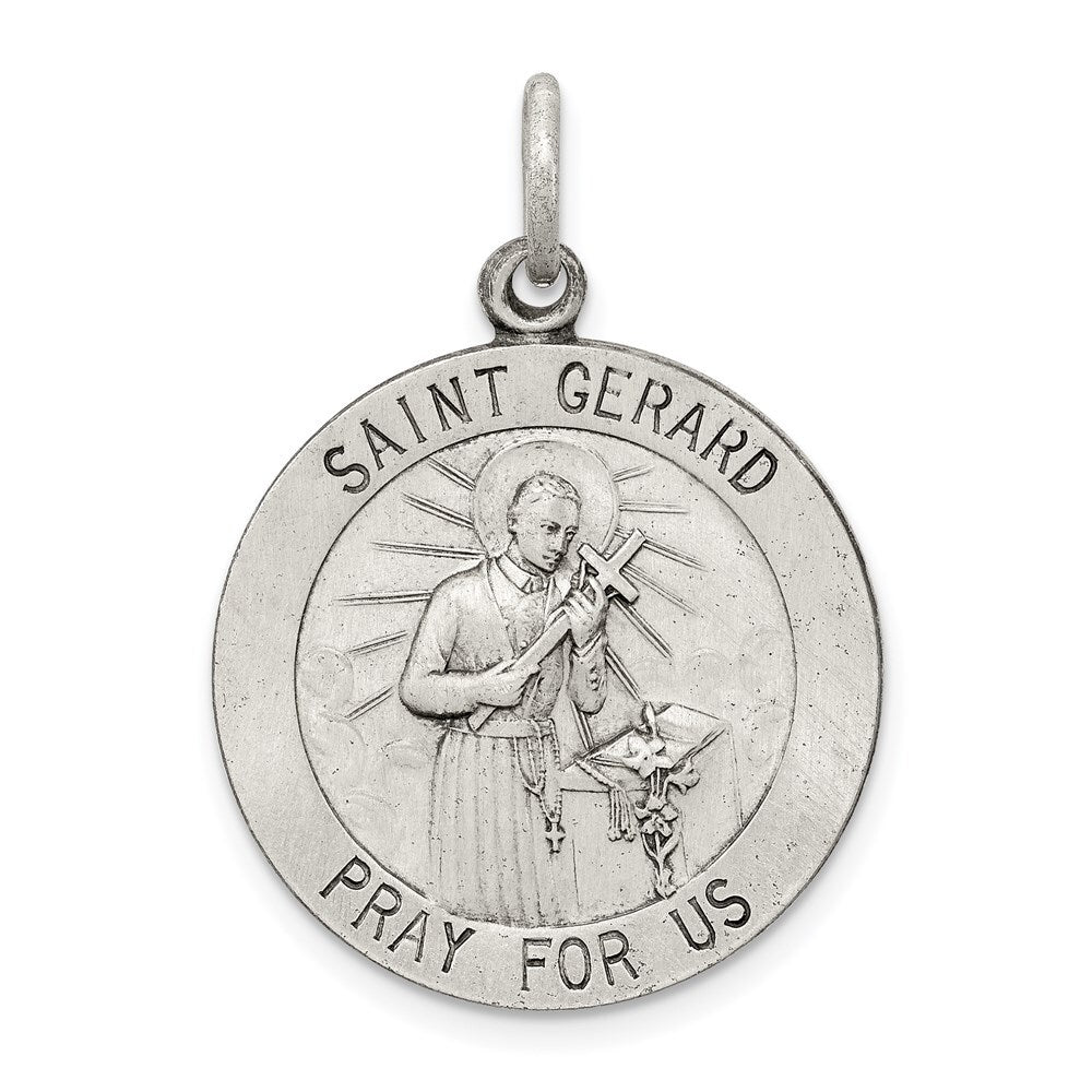 Sterling Silver Antiqued Saint Gerard Medal Pendant