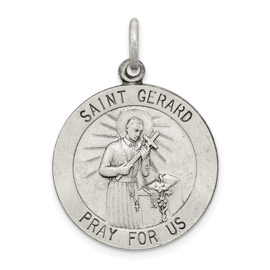 Sterling Silver Antiqued Saint Gerard Medal Pendant