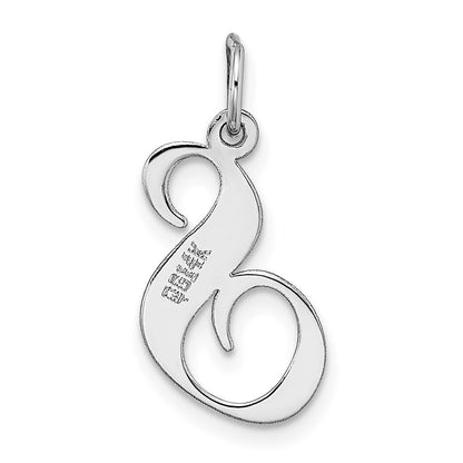 14k White Gold Medium Fancy Script Letter S Initial Charm Pendant for Women