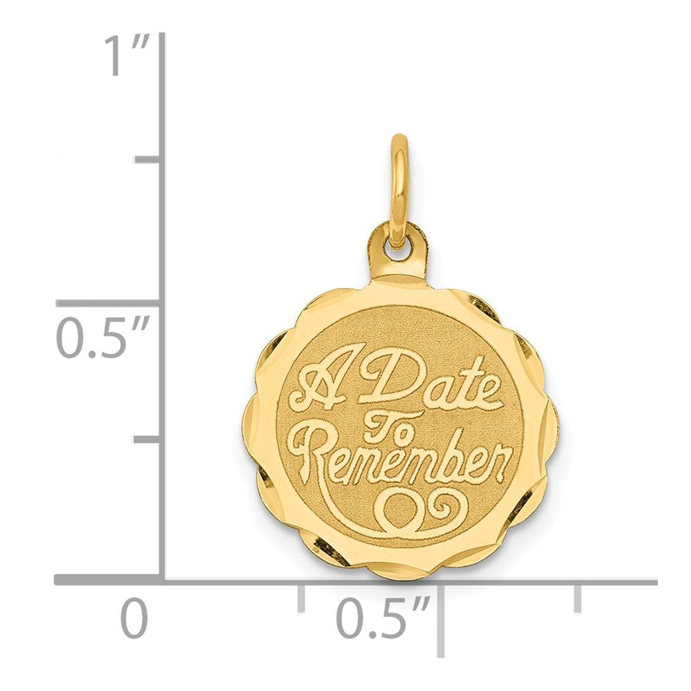 14k Yellow Gold A DATE TO REMEMBER Disc Charm