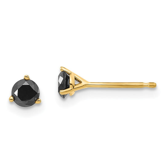 14k Yellow Gold 3/8ct. Black Diamond Stud Earrings Gift for Women