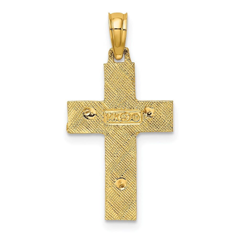 14k Two-tone Gold Latin Crucifix Charm Pendant for Women