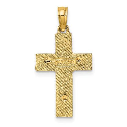 14k Two-tone Gold Latin Crucifix Charm Pendant for Women