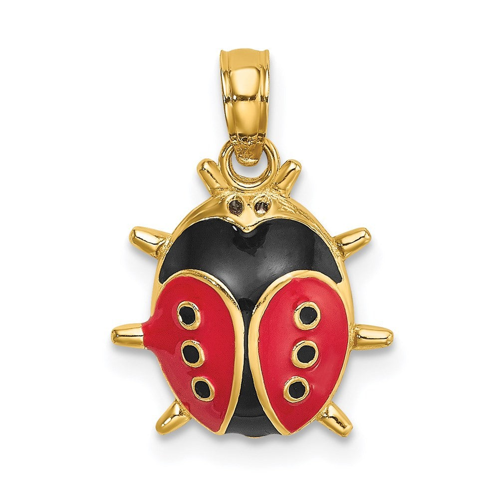 14k Yellow Gold Red and Black Enameled Ladybug Charm