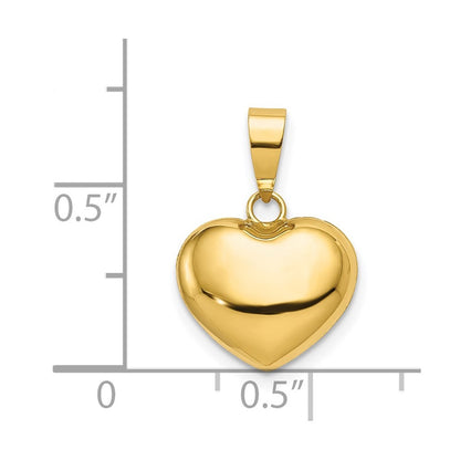 14k Yellow Gold Polished 3-D Puffed Heart Pendant