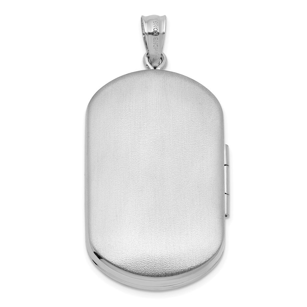 Sterling Silver Polished Front Brushed Back Two Hearts 20mm Rectangle Locket