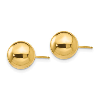 14k Yellow Gold Polished 9mm Ball Stud Earrings Gift for Women