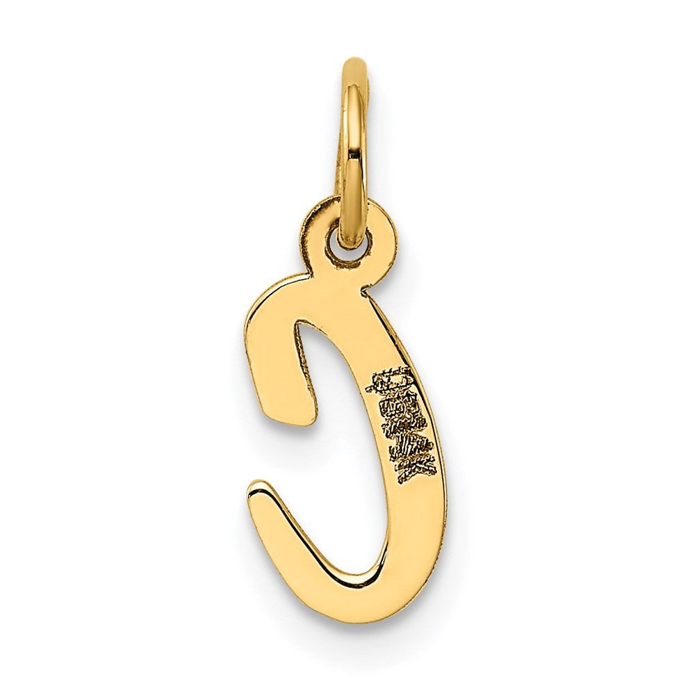 14k Yellow Gold Small Script Letter C Initial Charm Pendant