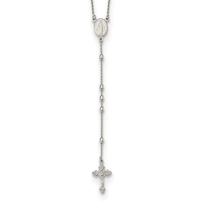 Sterling Silver Beaded Rosary18 inch Necklace with1.25 inch extension
