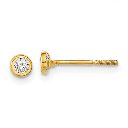 14k Yellow Gold Yellow Gold Polished Cubic Zirconia Bezel Stud Earrings