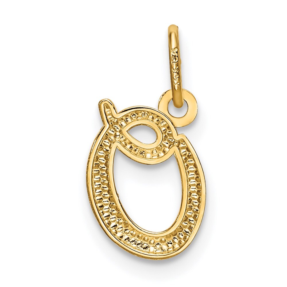 14k Yellow Gold Letter O Initial Charm Pendant for Women