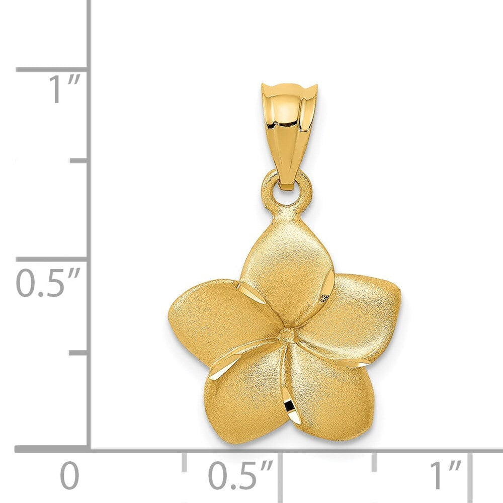 14k Yellow Gold Plumeria Floral Charm Pendant Pendant for Women