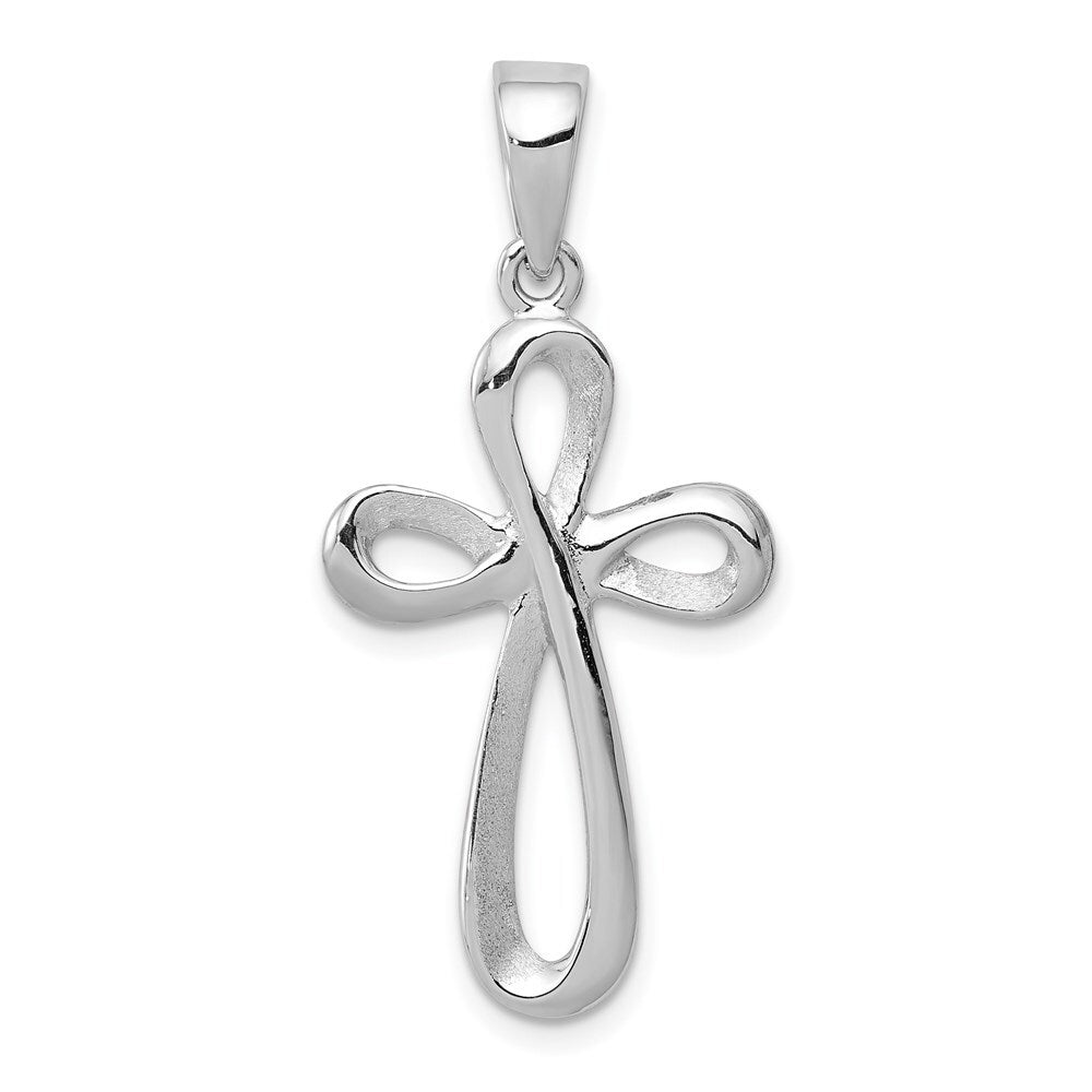 14k White Gold Polished Cross Pendant for Women