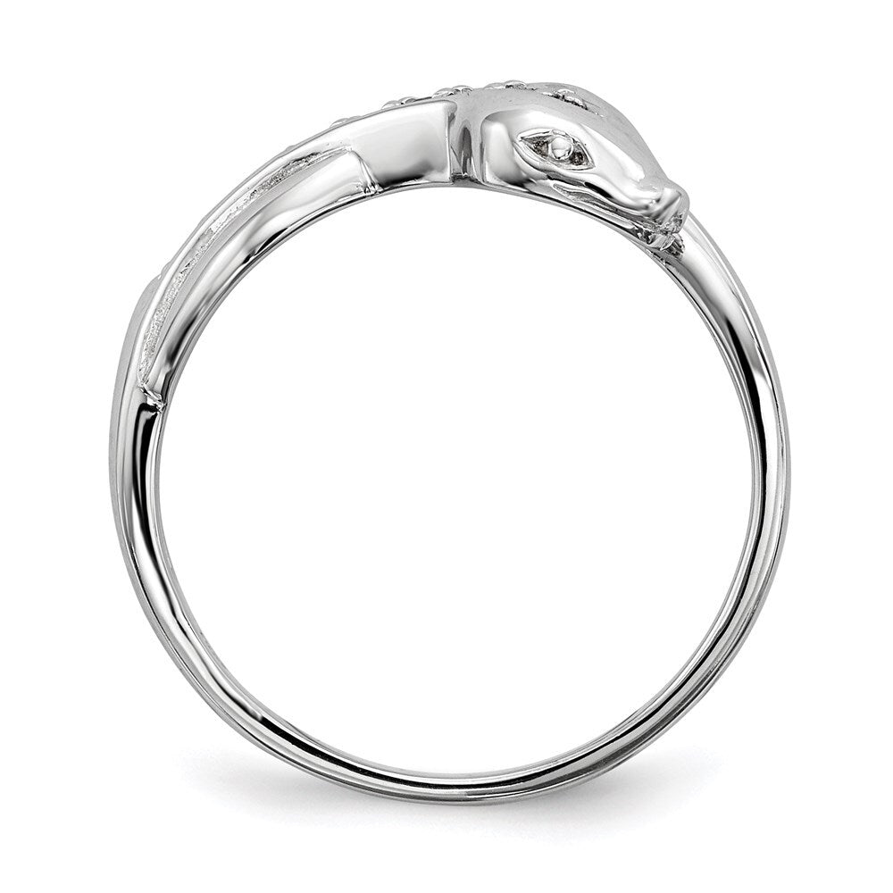 Sterling Silver Rhodium-plated Cubic Zirconia Snake Ring Size 8