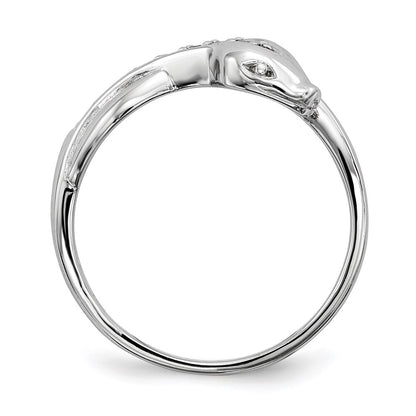 Sterling Silver Rhodium-plated Cubic Zirconia Snake Ring Size 8